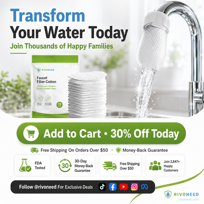 ⏰60%OFF⚡50K+ SOLD!💥AEXZR® Anti-Splash Kitchen Faucet Cotton Filter for Sediment & Rust Removal