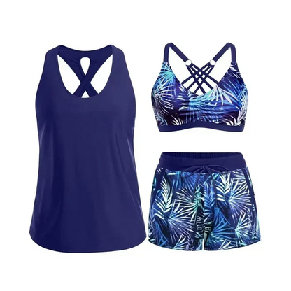 Limited Stock!!! Sfrcord® Women's 3-Piece Swimsuit Tankini Set with Shorts