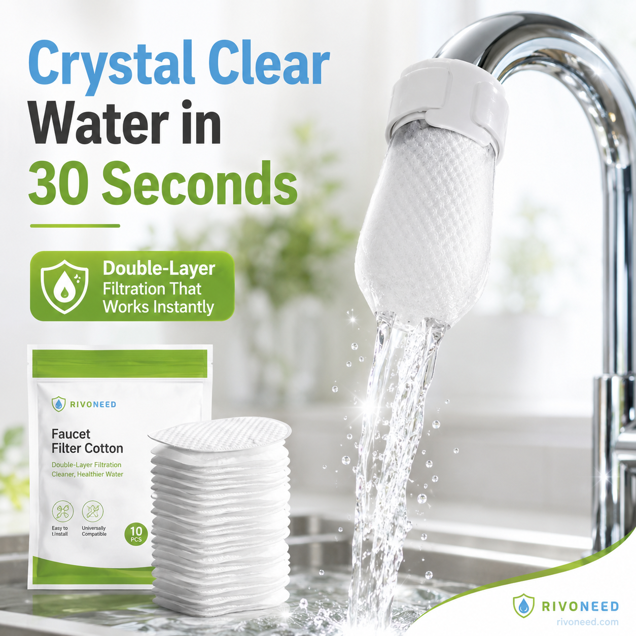 Limited Stock!!! ⏰60%OFF⚡50K+ SOLD!💥AEXZR® Anti-Splash Kitchen Faucet Cotton Filter for Sediment & Rust Removal