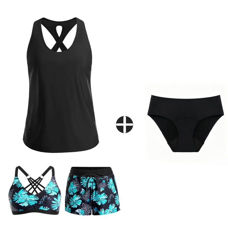 Limited Stock!!! Sfrcord® Women's 3-Piece Swimsuit Tankini Set with Shorts