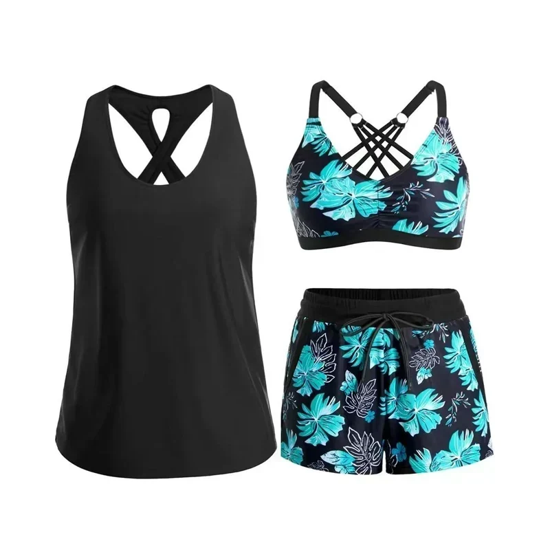 Limited Stock!!! Sfrcord® Women's 3-Piece Swimsuit Tankini Set with Shorts