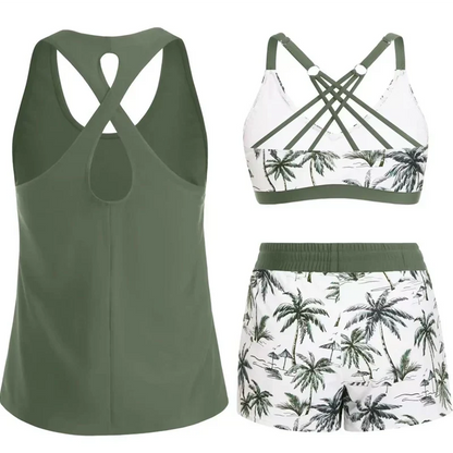 Limited Stock!!! Sfrcord® Women's 3-Piece Swimsuit Tankini Set with Shorts
