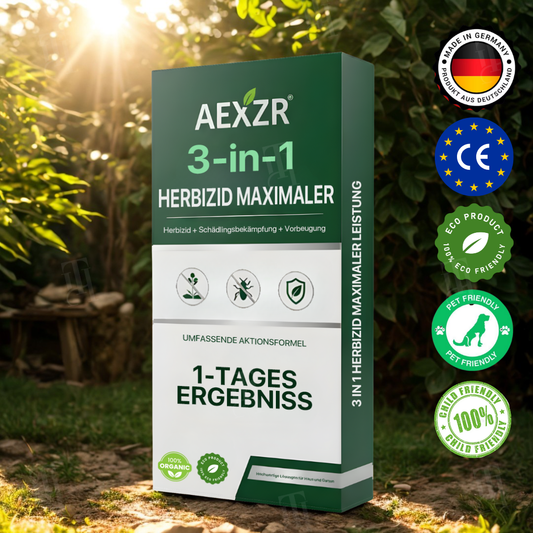 AEXZR® 3-in-1 Herbizid | Sichtbare Ergebnisse in 24 Std. | 100% sicher für Kinder & Haustiere | Max Power Unkraut- & Wurzelvernichter 🚫🌿