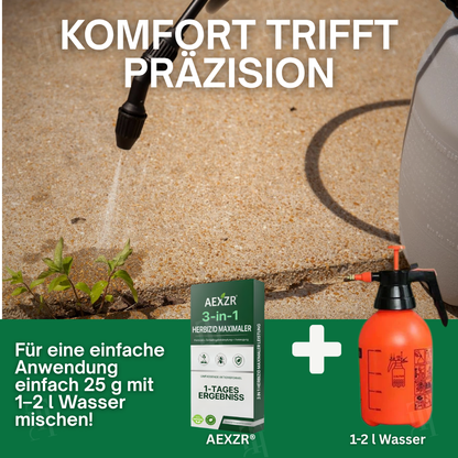 AEXZR® 3-in-1 Herbizid | Sichtbare Ergebnisse in 24 Std. | 100% sicher für Kinder & Haustiere | Max Power Unkraut- & Wurzelvernichter 🚫🌿
