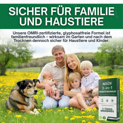 AEXZR® 3-in-1 Herbizid | Sichtbare Ergebnisse in 24 Std. | 100% sicher für Kinder & Haustiere | Max Power Unkraut- & Wurzelvernichter 🚫🌿