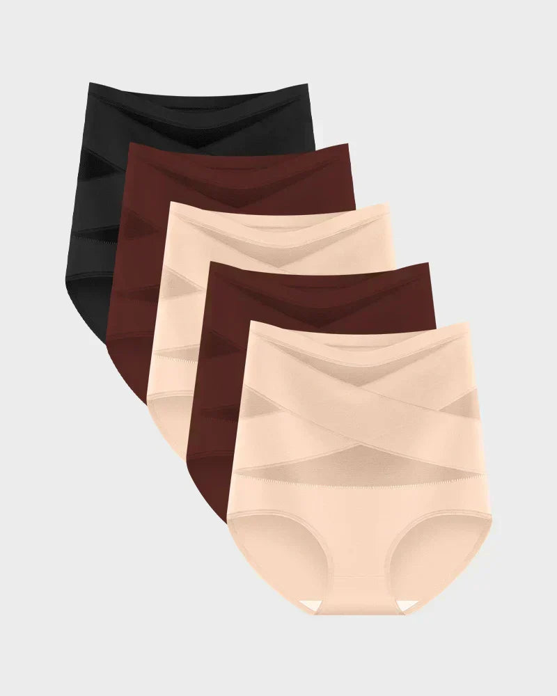 Sfrcord® Plus-Size High-Waist Cross Tummy Control Panties