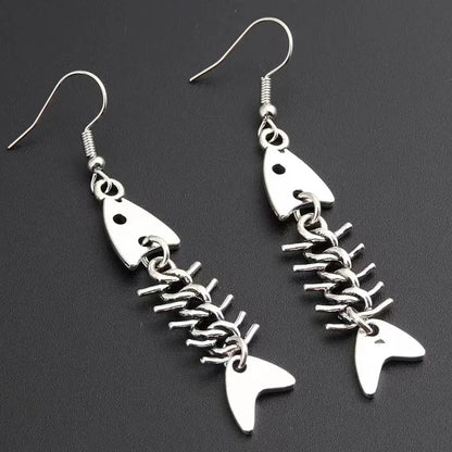 CZTICLE® Fashion Handmade Simple Design Antique Silver Color Fish Bone Earrings