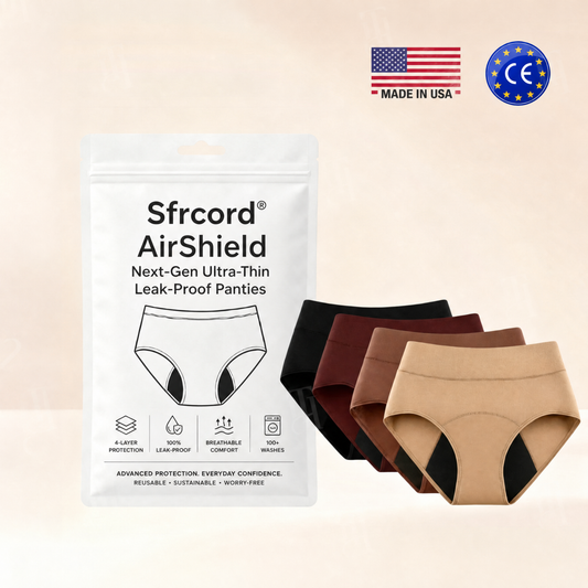 Sfrcord® AirShield — Ultradünne, auslaufsichere Perioden- und Blasenschwäche-Unterwäsche ✨ 100 % unsichtbarer & smarter Schutz