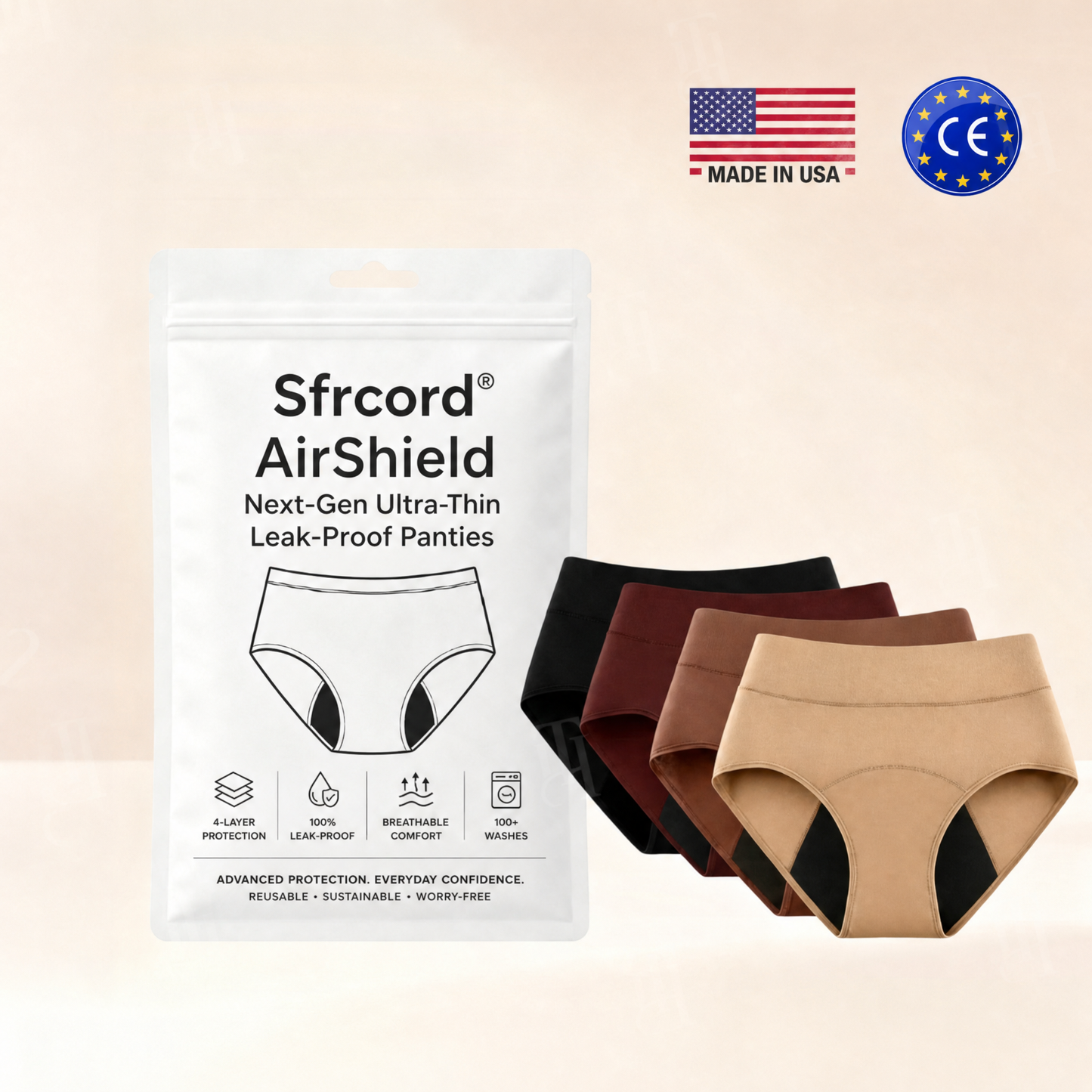 ⚡Limited Stock!!! Sfrcord® AirShield — Next-Gen Ultra-Thin Leak-Proof Panties ✨ 100% Invisible Smart Protection