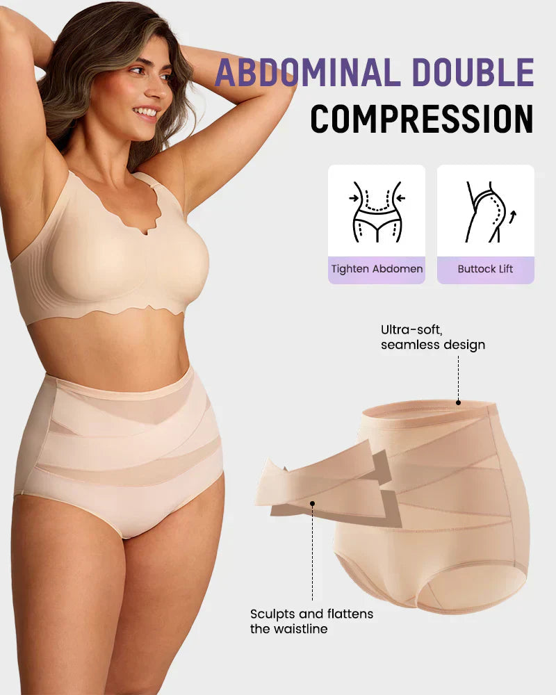 Sfrcord® Plus-Size High-Waist Cross Tummy Control Panties