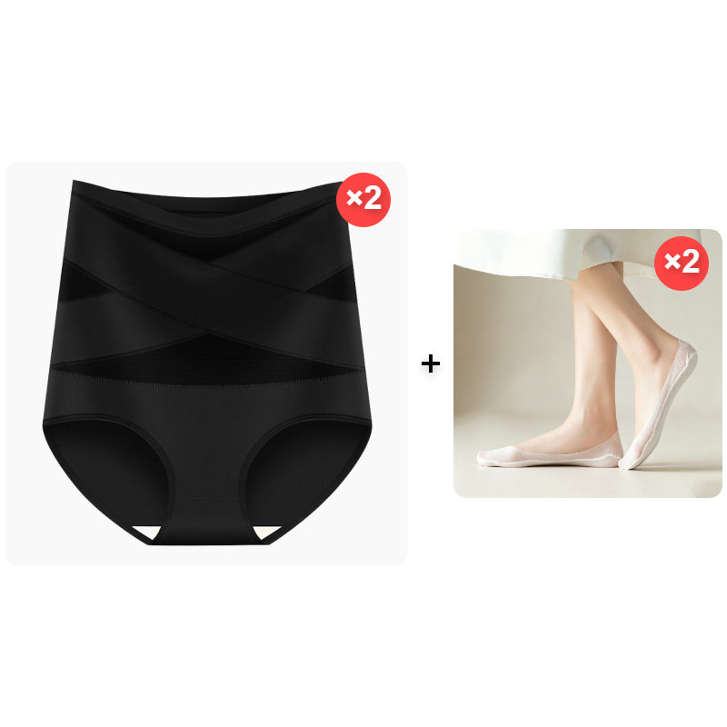 Sfrcord® Plus-Size High-Waist Cross Tummy Control Panties