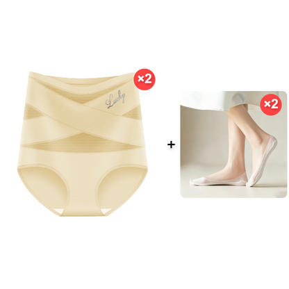 Sfrcord® Plus-Size High-Waist Cross Tummy Control Panties