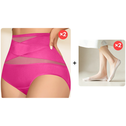 Sfrcord® Plus-Size High-Waist Cross Tummy Control Panties