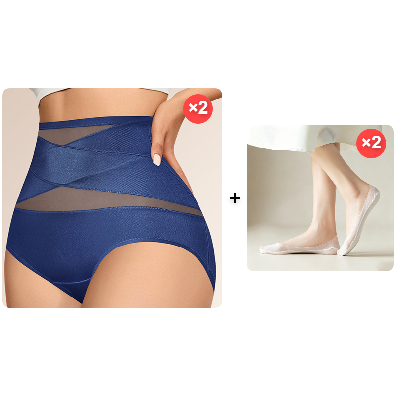 Sfrcord® Plus-Size High-Waist Cross Tummy Control Panties