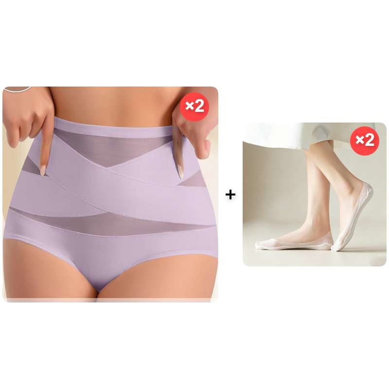 Sfrcord® Plus-Size High-Waist Cross Tummy Control Panties