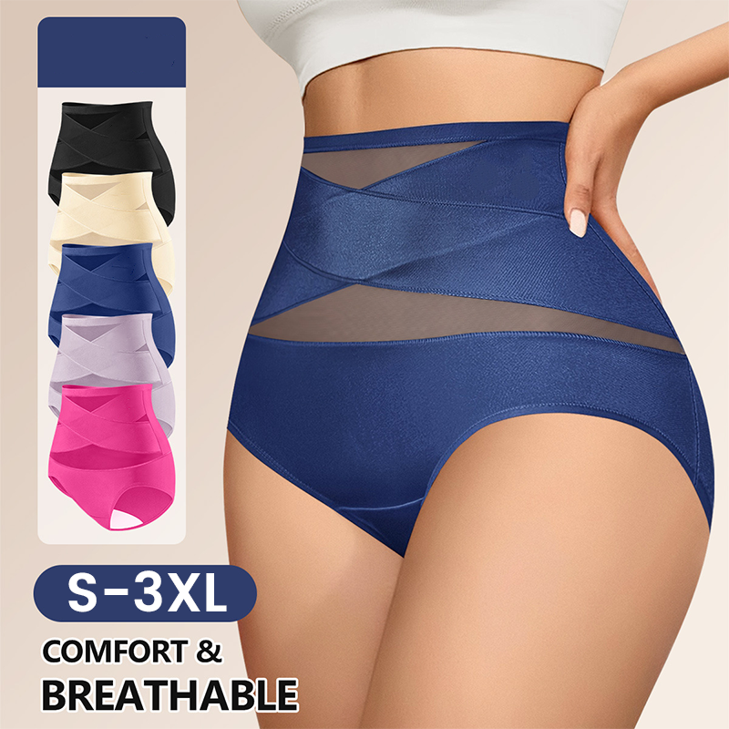 Sfrcord® Plus-Size High-Waist Cross Tummy Control Panties