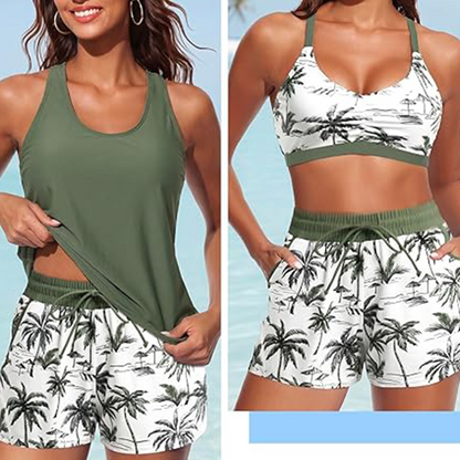 Limited Stock!!! Sfrcord® Women's 3-Piece Swimsuit Tankini Set with Shorts