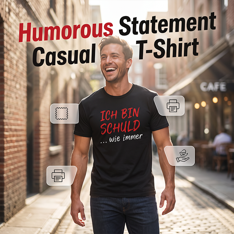 Begrenzter Vorrat!!!  Witziges deutsches Slogan-T-Shirt für Herren, schwarz, Kurzarm, Rundhalsausschnitt
