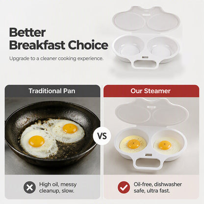 Limited Stock!!! AEXZR® 🥚✨ BUY 1 GET 1 FREE! Dual-Cavity Microwave Egg Poacher | Quick & Healthy Breakfast in Minutes 🍳