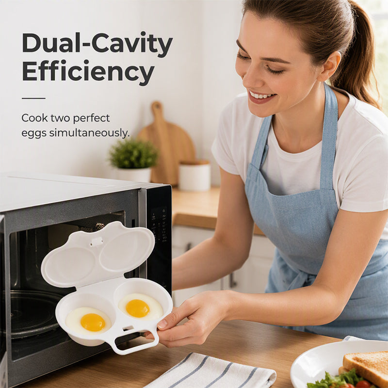 Limited Stock!!! AEXZR® 🥚✨ BUY 1 GET 1 FREE! Dual-Cavity Microwave Egg Poacher | Quick & Healthy Breakfast in Minutes 🍳