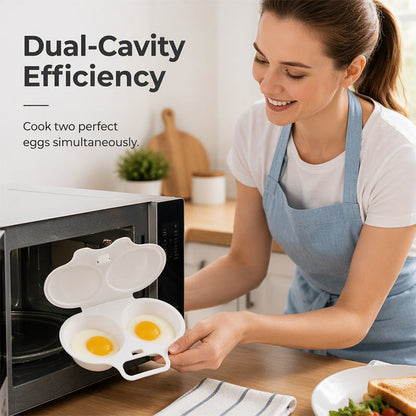 Limited Stock!!! AEXZR® 🥚✨ BUY 1 GET 1 FREE! Dual-Cavity Microwave Egg Poacher | Quick & Healthy Breakfast in Minutes 🍳