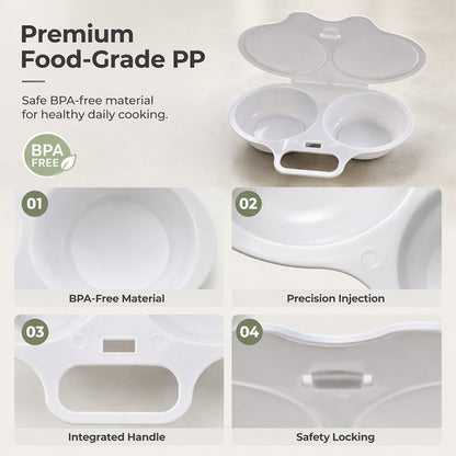 Limited Stock!!! AEXZR® 🥚✨ BUY 1 GET 1 FREE! Dual-Cavity Microwave Egg Poacher | Quick & Healthy Breakfast in Minutes 🍳